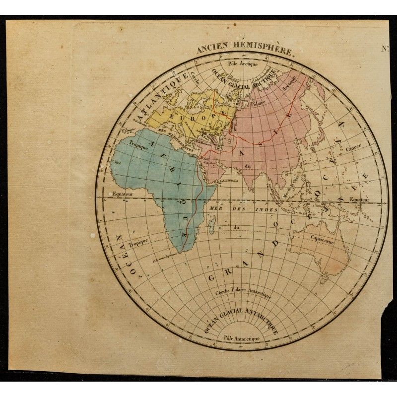 Gravure de 1826 - Ancien hémisphère - 1