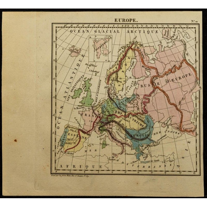 Gravure de 1826 - Carte de l'Europe - 1