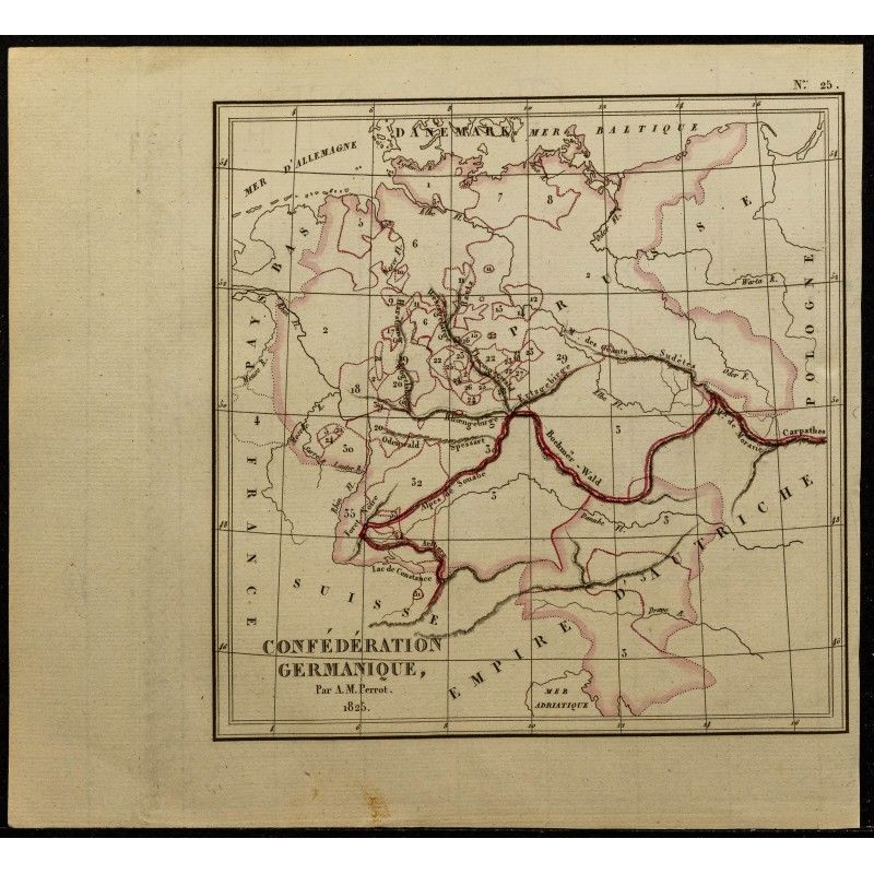 Gravure de 1826 - Carte de l'Allemagne - 1