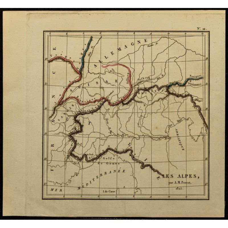Gravure de 1826 - Carte des Alpes - 1