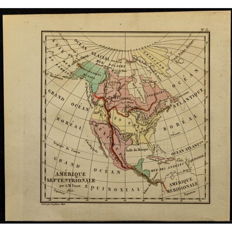 Gravure de 1826 - Carte de l'Amérique du nord - 1