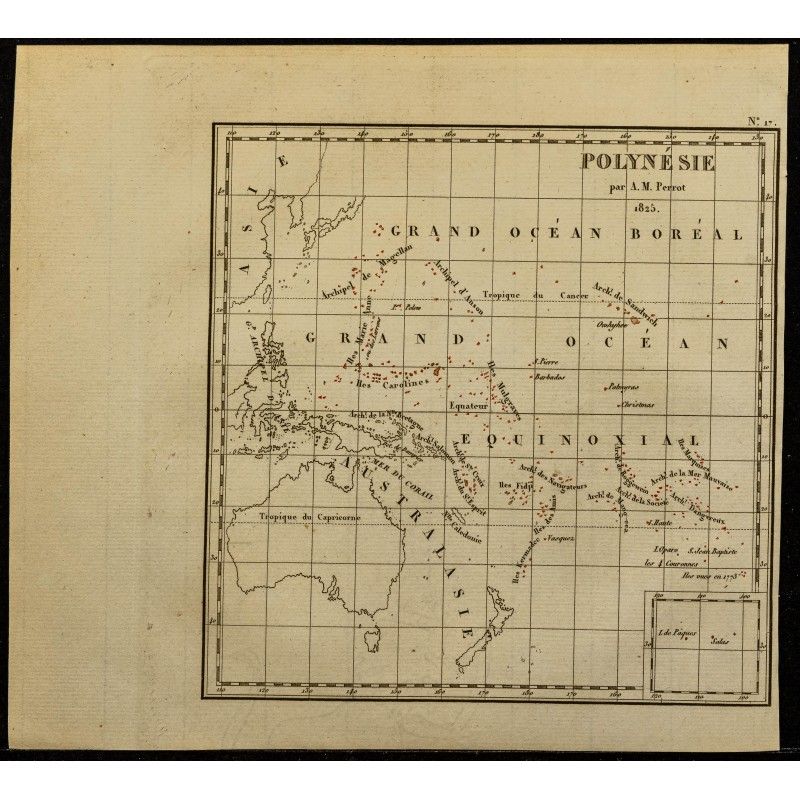 Gravure de 1826 - Carte de la Polynésie - 1