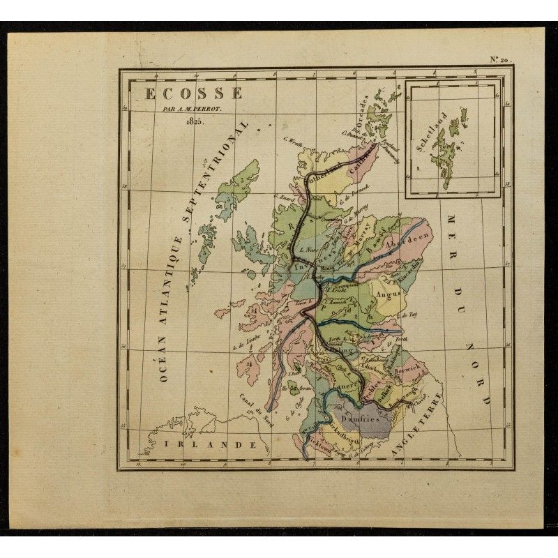Gravure de 1826 - Carte de l'Écosse - 1