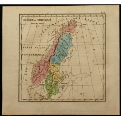 Gravure de 1826 - Carte de Suède et Norvège - 1