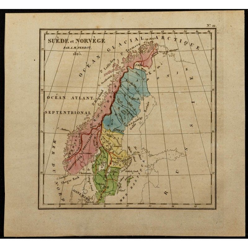 Gravure de 1826 - Carte de Suède et Norvège - 1