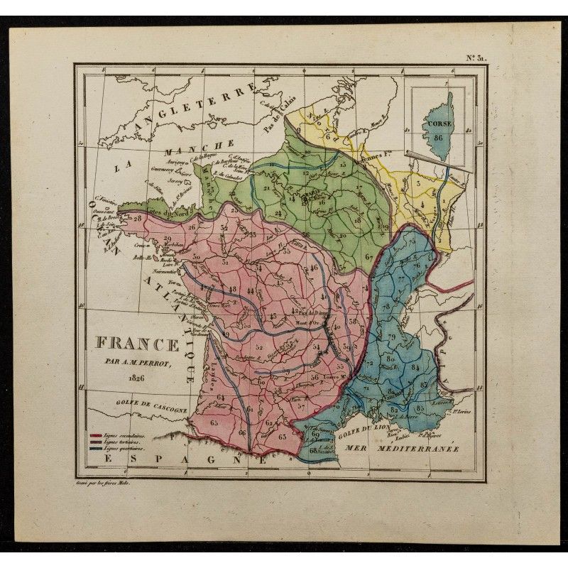 Gravure de 1826 - Carte de France - 1