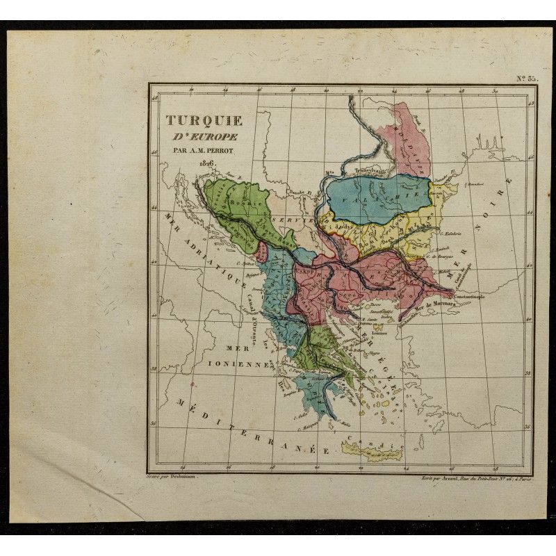 Gravure de 1826 - Carte de la Turquie d'Europe - 1