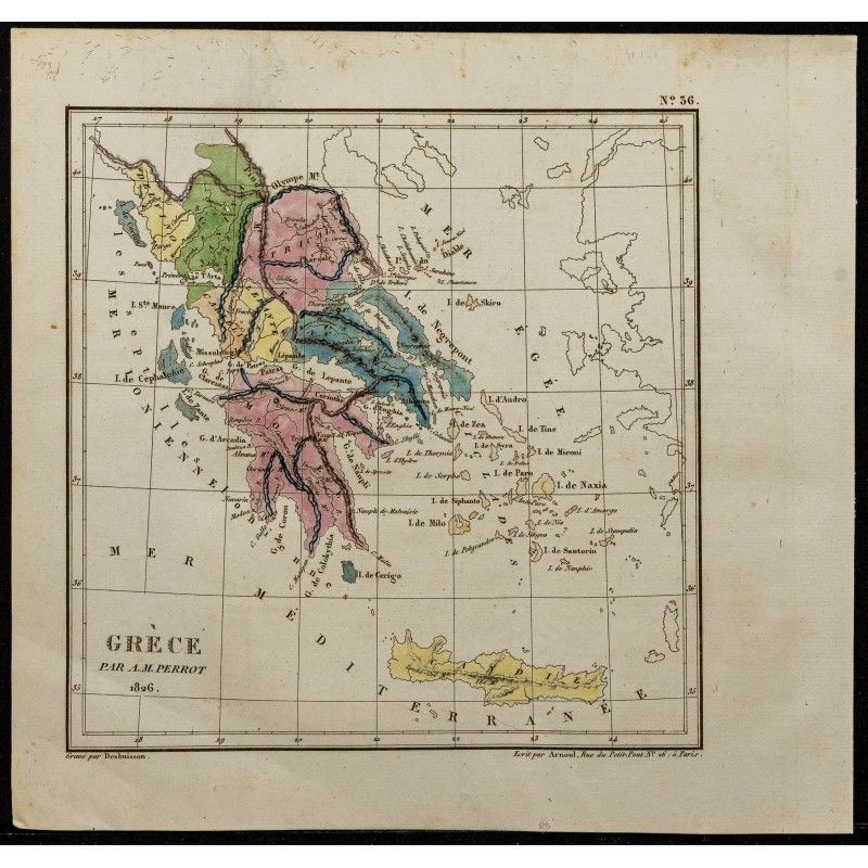 Gravure de 1826 - Carte de la Grèce - 1