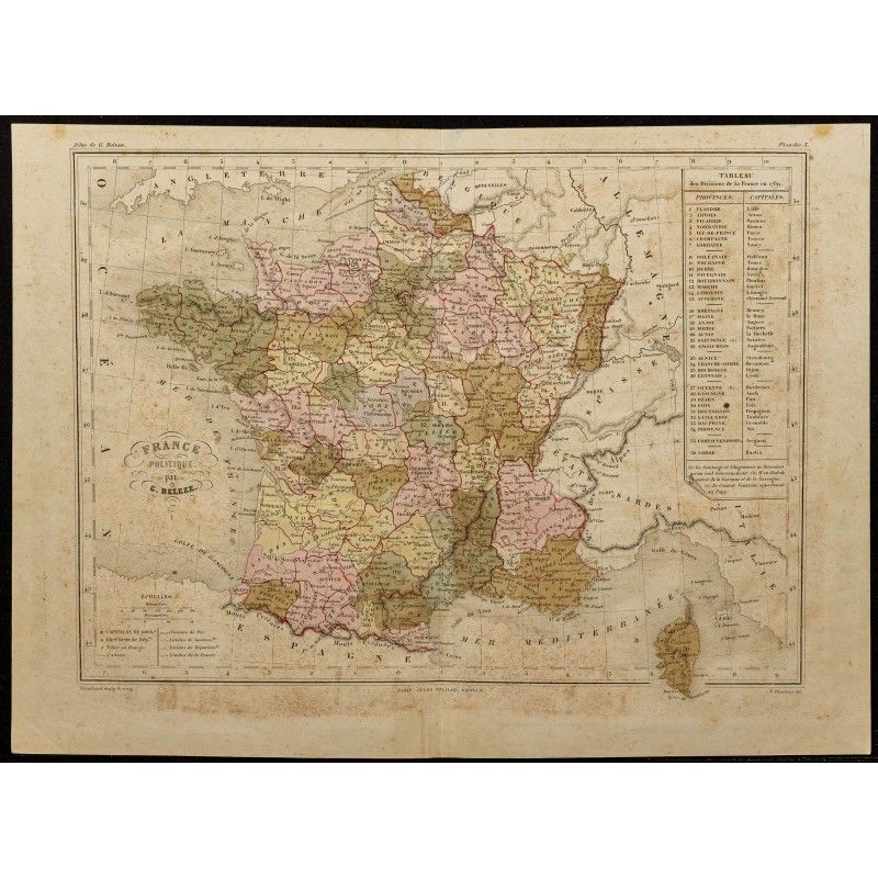 Gravure de 1855ca - Carte de France - 1