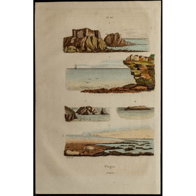 Gravure de 1839 - Plages et rivages - 1