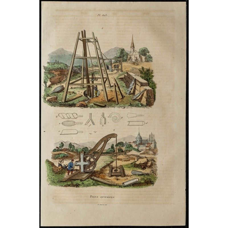 Gravure de 1839 - Puits artésiens - 1