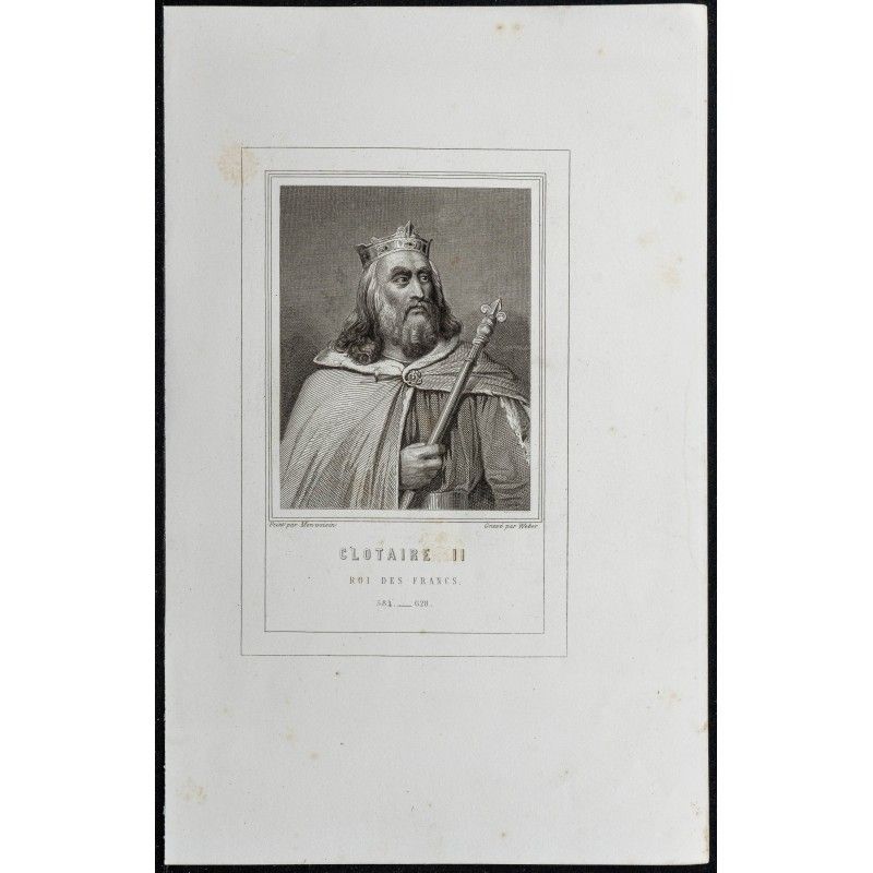 Gravure de 1855 - Portrait de Clotaire II - 1