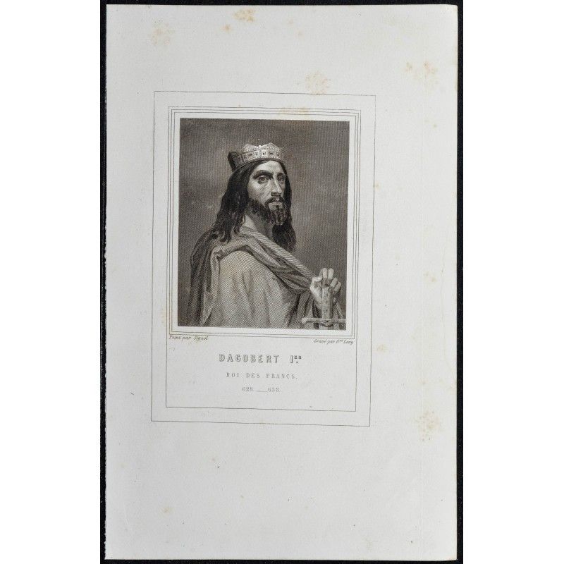 Gravure de 1855 - Portrait de Dagobert Ier - 1