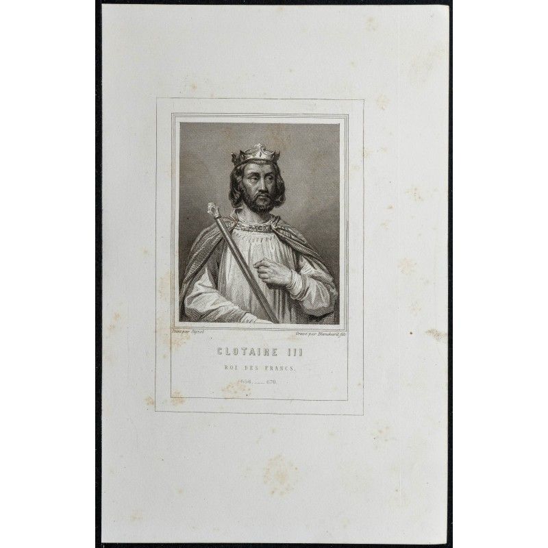 Gravure de 1855 - Portrait de Clotaire III - 1