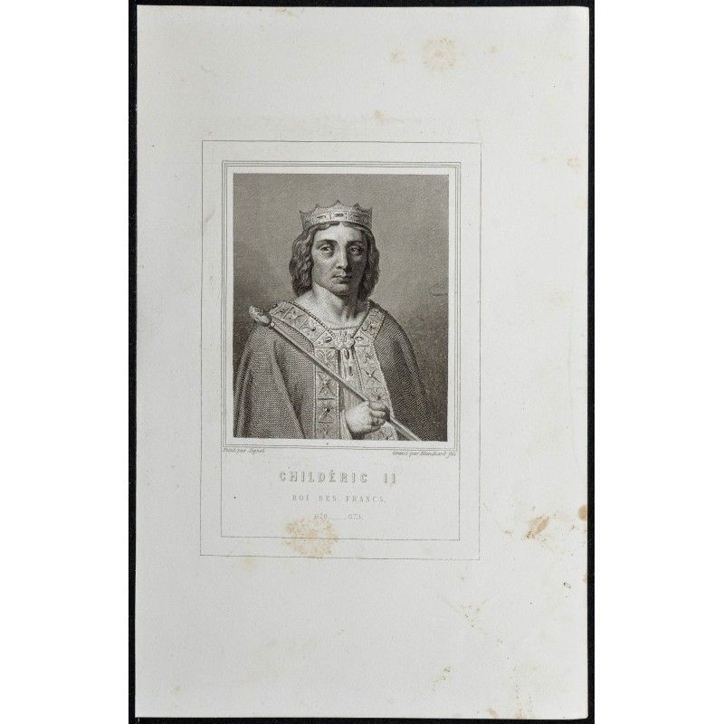Gravure de 1855 - Portrait de Childéric II - 1