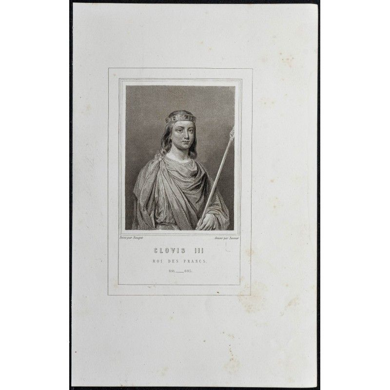 Gravure de 1855 - Portrait de Clovis III - 1