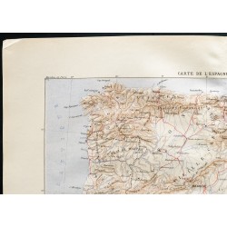 Gravure de 1880 - Carte de l'Espagne et du Portugal - 2