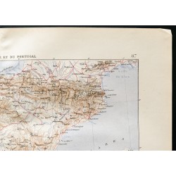Gravure de 1880 - Carte de l'Espagne et du Portugal - 3