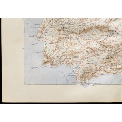 Gravure de 1880 - Carte de l'Espagne et du Portugal - 4
