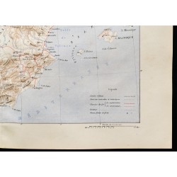 Gravure de 1880 - Carte de l'Espagne et du Portugal - 5