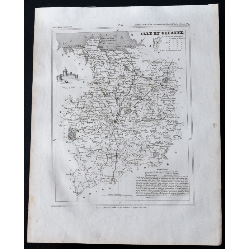 Gravure de 1833 - Département de l'Ille-et-Vilaine - 1