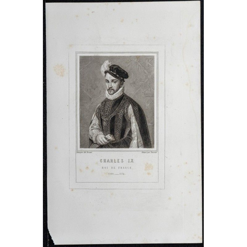 Gravure de 1855 - Portrait de Charles IX - 1