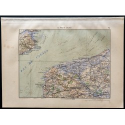 Gravure de 1880 - Carte du Génie du Pas de Calais - 1