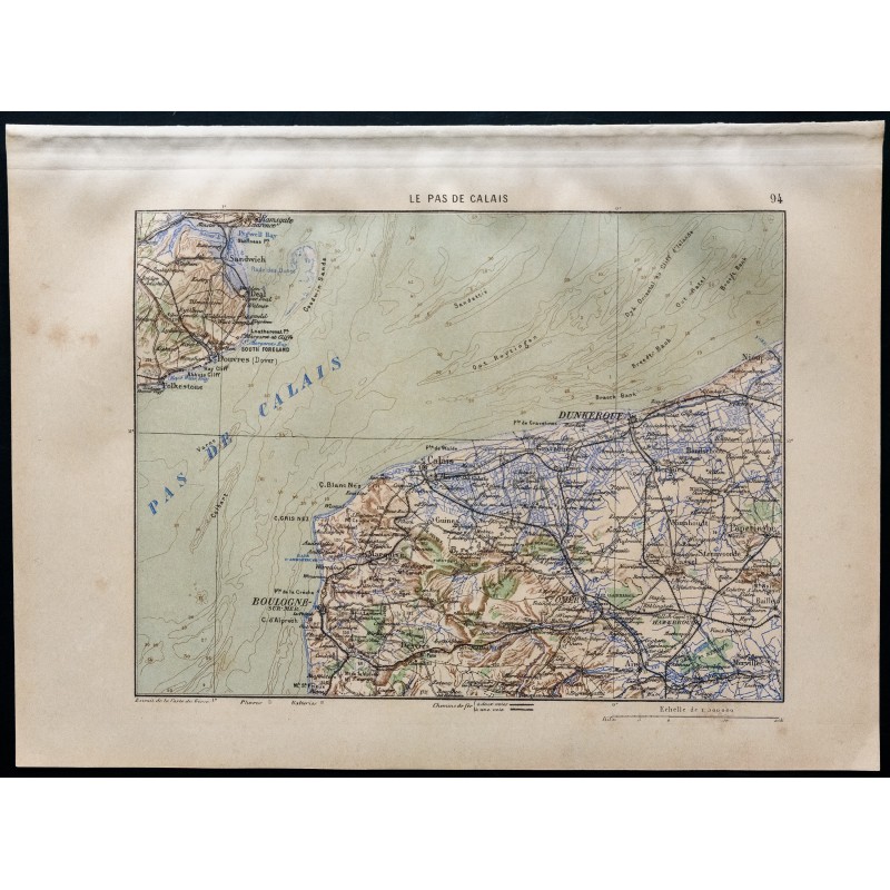 Gravure de 1880 - Carte du Génie du Pas de Calais - 1