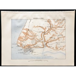 Gravure de 1880 - Carte des environs du Hâvre - 1