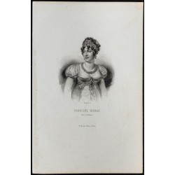 Gravure de 1850ca - Portrait de Caroline Murat Bonaparte - 1