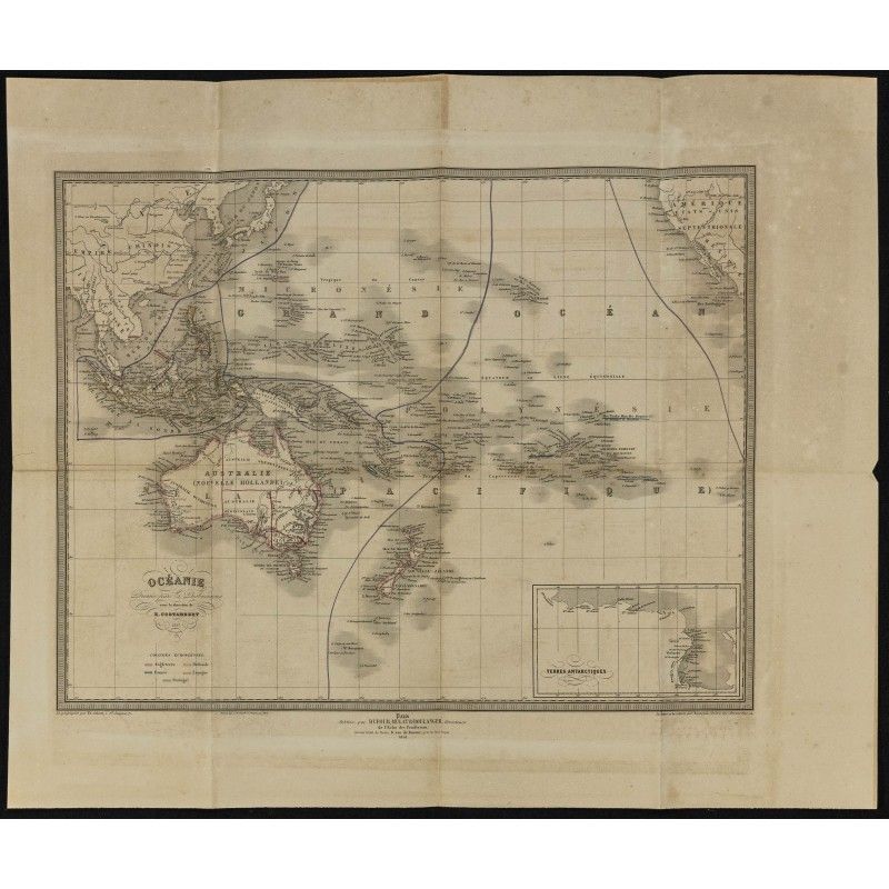 Gravure de 1858 - L'Océanie par Desbuissons - 1