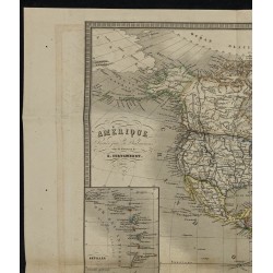 Gravure de 1859 - L'Amérique par Desbuissons - 2