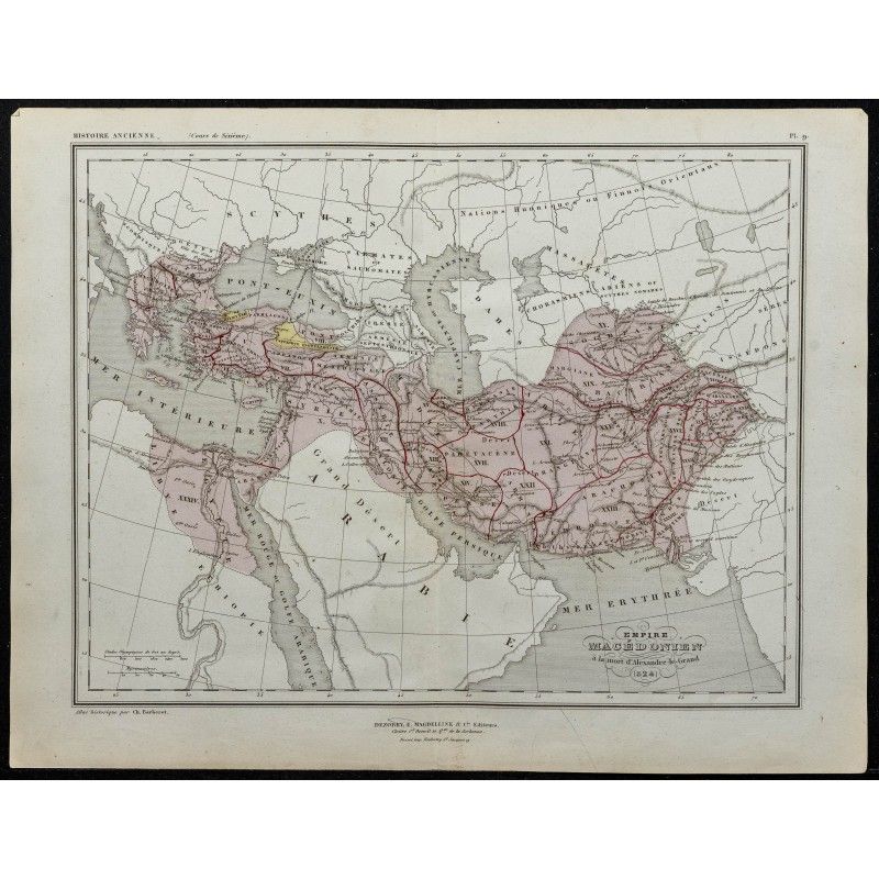 Gravure de 1857 - Carte de l'Empire macédonien - 1