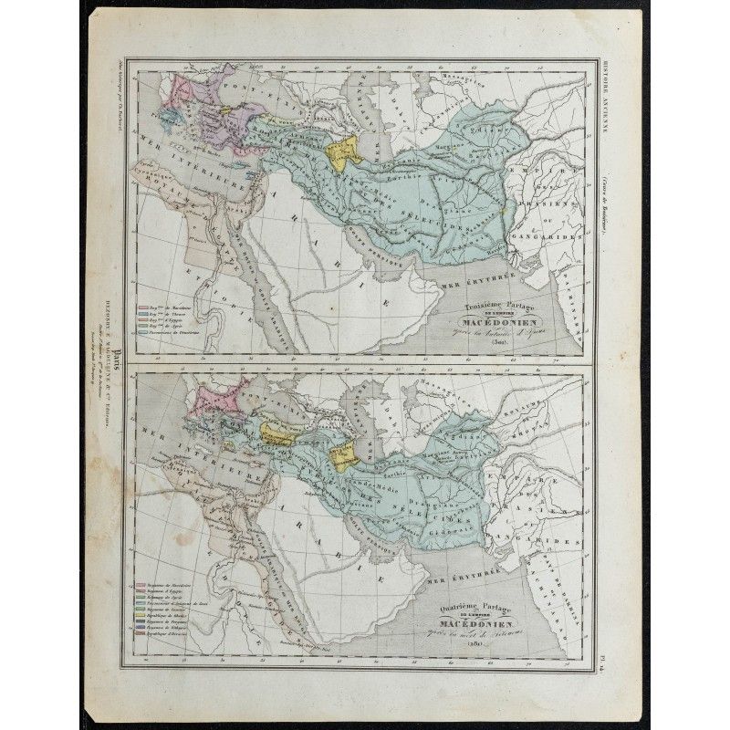 Gravure de 1857 - Carte du partage de l'Empire macédonien - 1