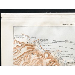 Gravure de 1880 - Carte des forts de Cherbourg - 2