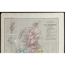 Gravure de 1857 - Carte des îles britanniques - 2