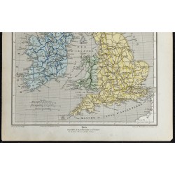 Gravure de 1857 - Carte des îles britanniques - 3
