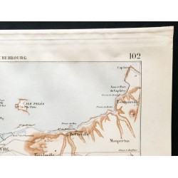 Gravure de 1880 - Carte des forts de Cherbourg - 3