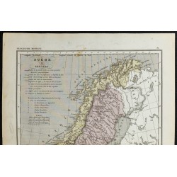 Gravure de 1857 - Carte de Suède & Norvège - 2