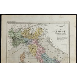 Gravure de 1857 - Carte de l'Italie - 2