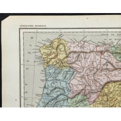 Gravure de 1857 - Carte de l'Espagne & Portugal - 2