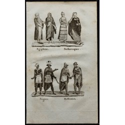 Gravure de 1826 - Costumes d'Afrique - 1