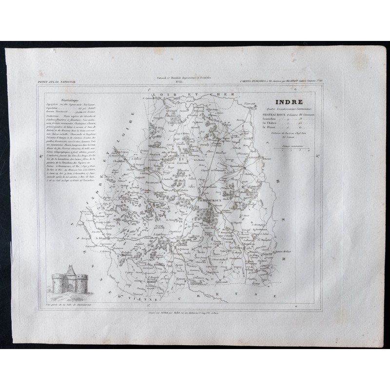 Gravure de 1833 - Département de l'Indre - 1