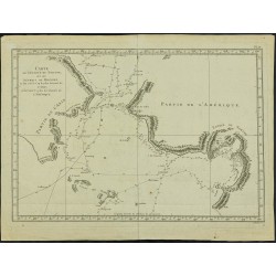 Gravure de 1785 - Carte du détroit de Béring et de l'Alaska - 1