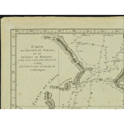 Gravure de 1785 - Carte du détroit de Béring et de l'Alaska - 2