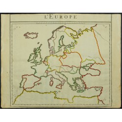 Gravure de 1711 - Fond de carte de l'Europe - 1