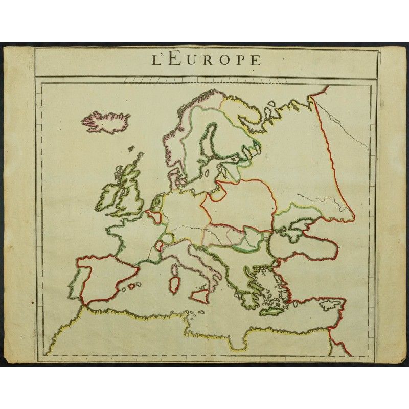 Gravure de 1711 - Fond de carte de l'Europe - 1