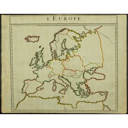 Gravure de 1711 - Fond de carte de l'Europe - 1