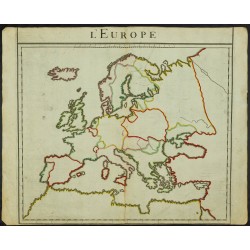 Gravure de 1711 - Fond de carte de l'Europe - 1