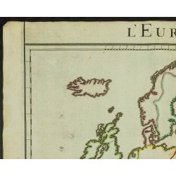 Gravure de 1711 - Fond de carte de l'Europe - 2